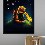 Tableaux Un renard et un petit prince qui regardent les étoiles