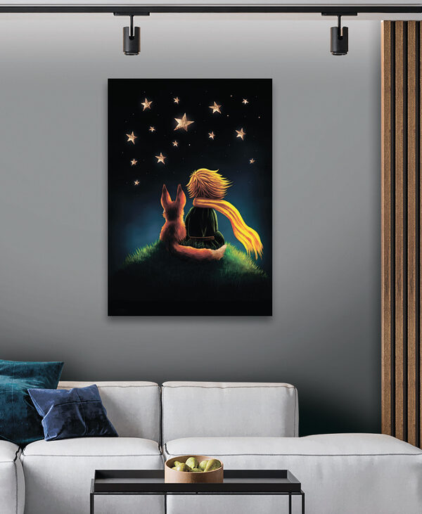 A fox and a little prince looking at stars A fox and a little prince looking at stars