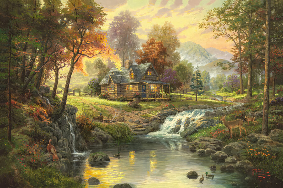 Une maison au bord d'une rivière
