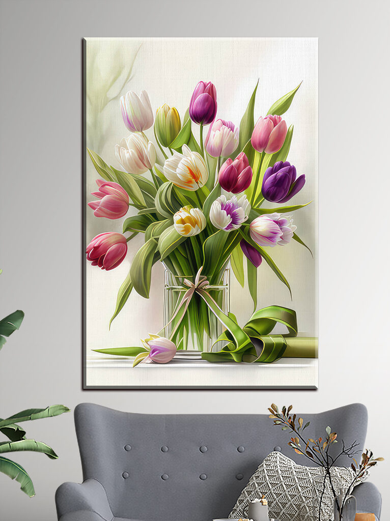 Un bouquet de tulipes dans un vase en verre s31219pig4m 766x1024 - Un bouquet de tulipes dans un vase en verre