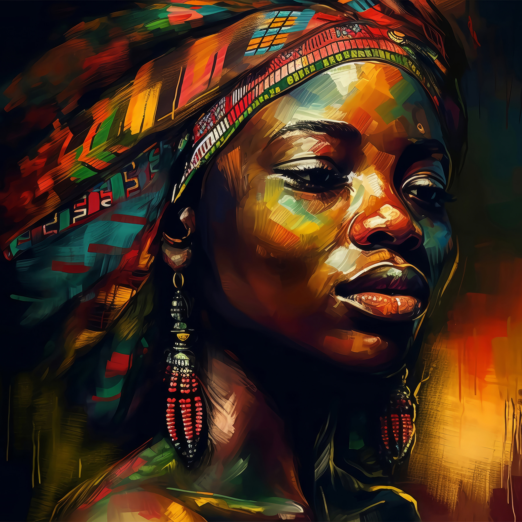 A woman with a head wrap