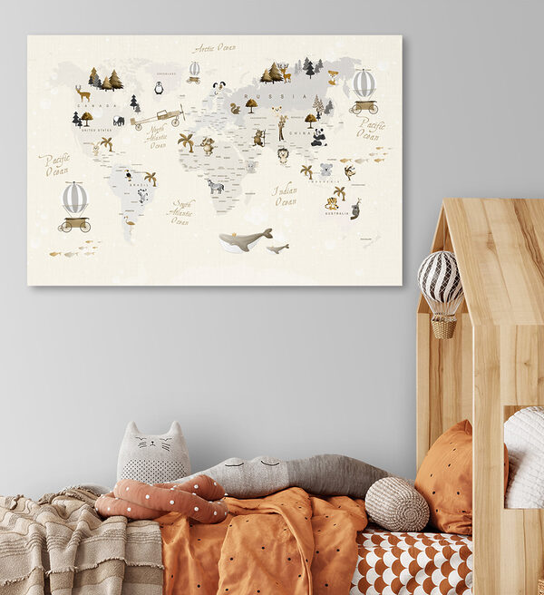 Une carte du monde avec des animaux Une carte du monde avec des animaux