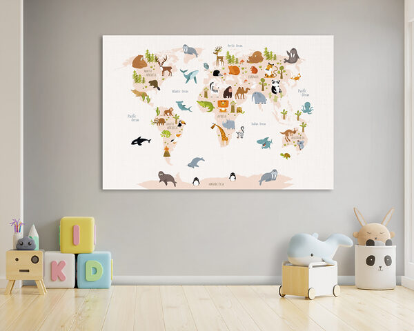 Une carte du monde avec des animaux Une carte du monde avec des animaux