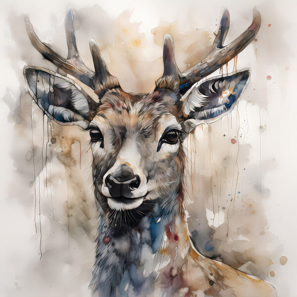 Une aquarelle d'un cerf Une aquarelle d'un cerf