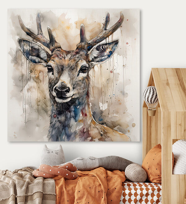 Une aquarelle d'un cerf Une aquarelle d'un cerf