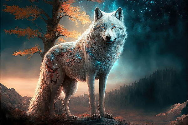Un loup blanc sur un rocher Un loup blanc sur un rocher