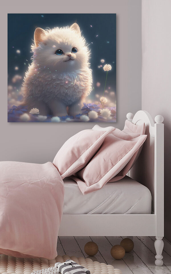 Un chat blanc et pelucheux aux yeux bleus Un chat blanc et pelucheux aux yeux bleus