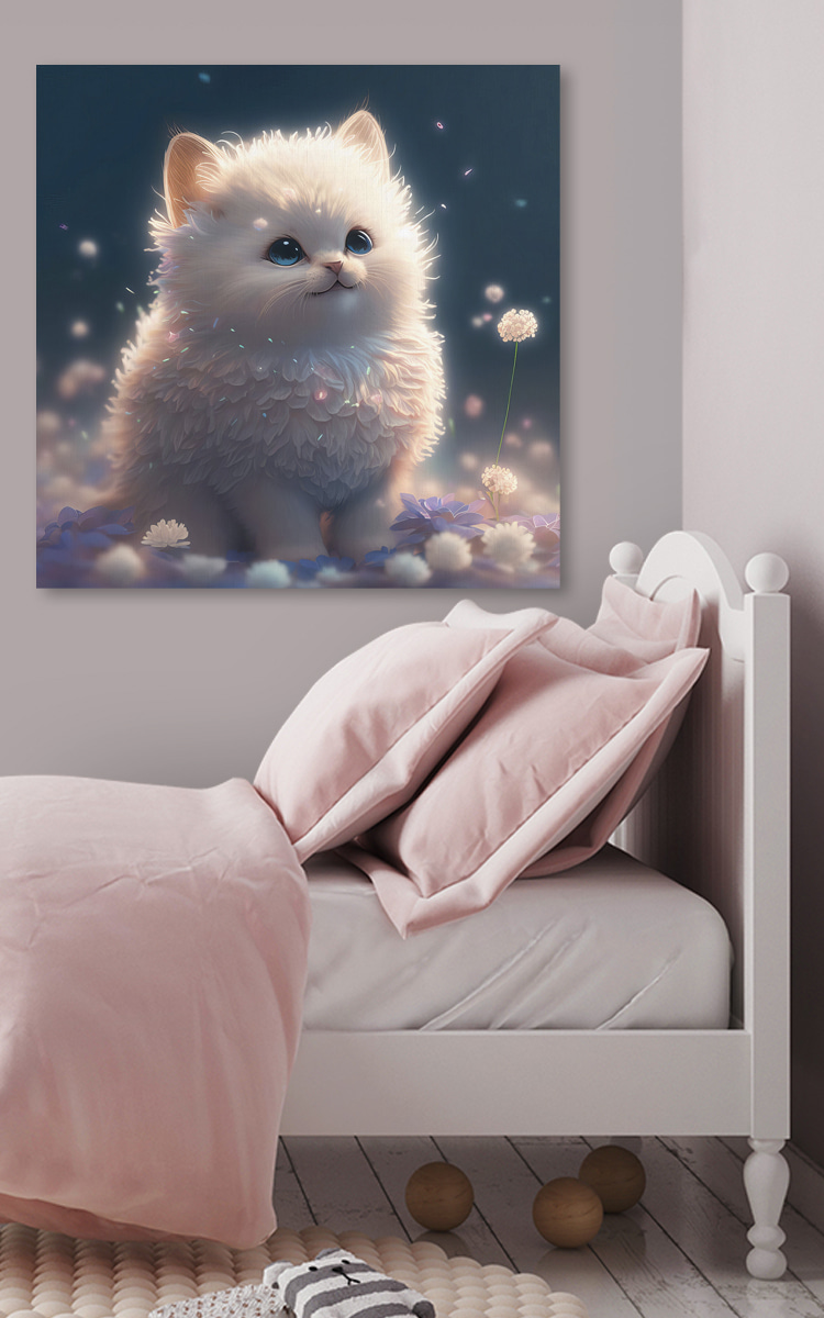 Un chat blanc et pelucheux aux yeux bleus Un chat blanc et pelucheux aux yeux bleus