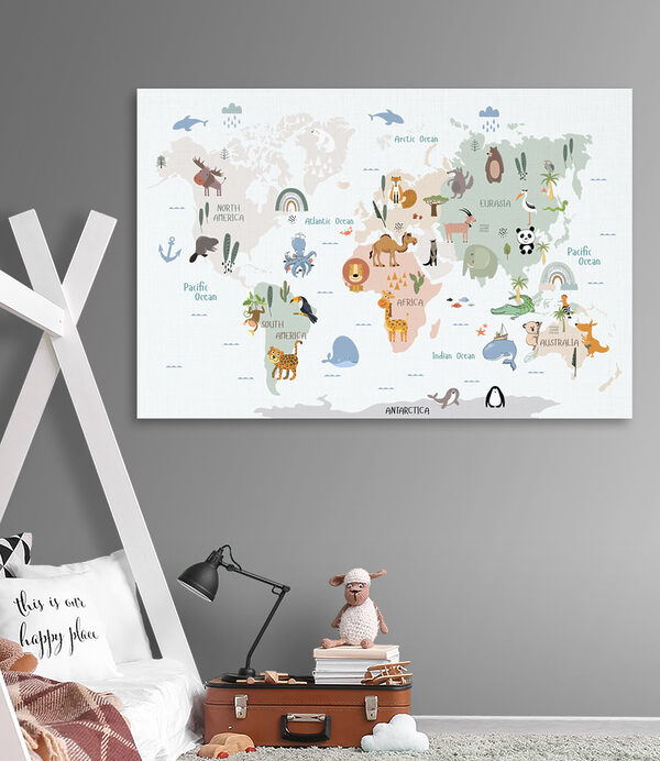 Une carte du monde avec des animaux Une carte du monde avec des animaux