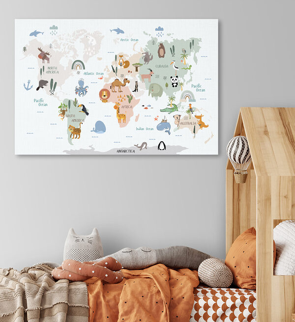 Une carte du monde avec des animaux Une carte du monde avec des animaux