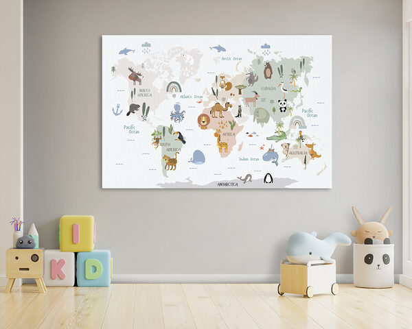 Une carte du monde avec des animaux Une carte du monde avec des animaux
