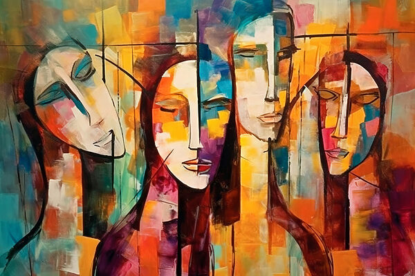 Une peinture de visages de personnes Une peinture de visages de personnes