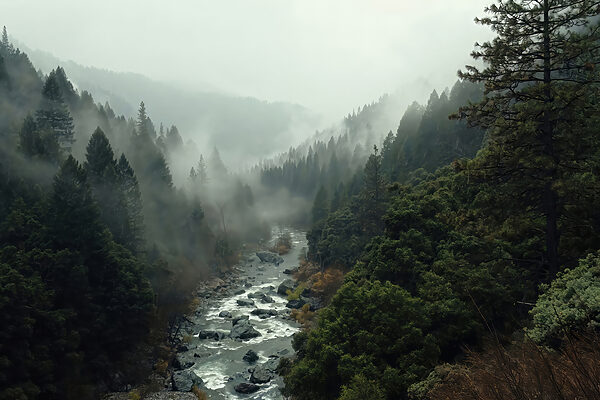 Une rivière traversant une forêt Une rivière traversant une forêt