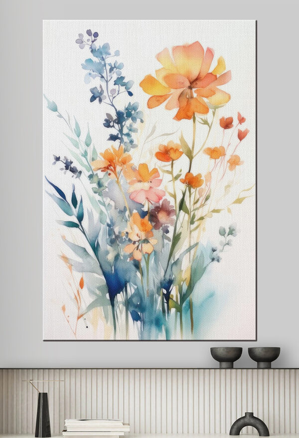 Une peinture de fleurs et de feuilles Une peinture de fleurs et de feuilles