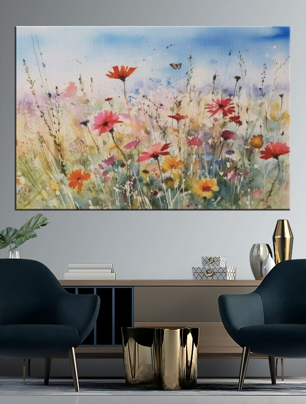 Une aquarelle de fleurs et d'un papillon Une aquarelle de fleurs et d'un papillon