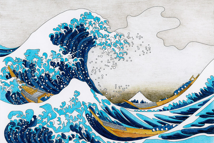 Une grande vague d'eau