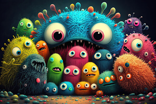 Un groupe de monstres colorés Un groupe de monstres colorés