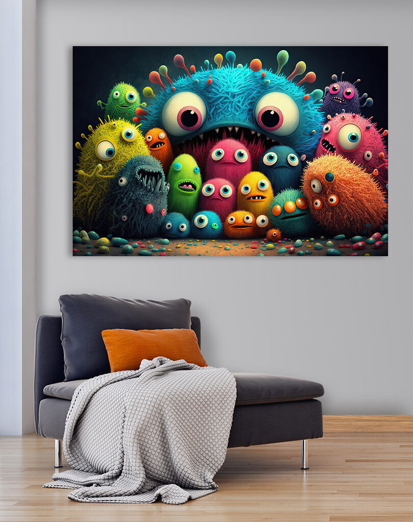 A group of colorful monsters