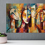 Tableaux Une peinture de visages de personnes