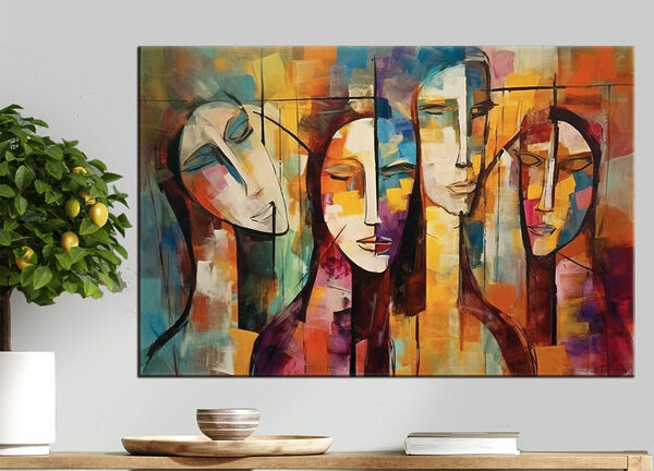Une peinture de visages de personnes Une peinture de visages de personnes