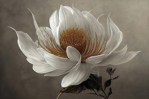 Une fleur blanche avec un centre jaune Une fleur blanche avec un centre jaune