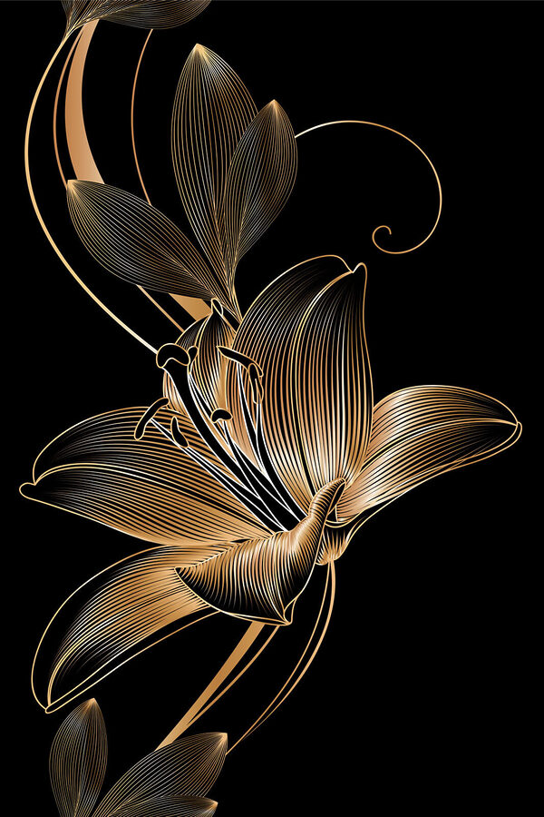 Élégant art floral noir et ambre s34437p 600x900 - Élégant art floral noir et ambre