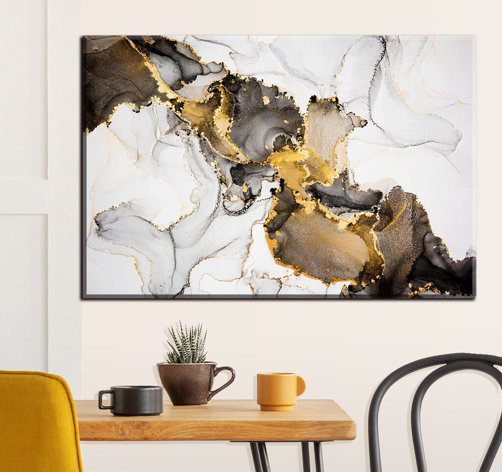 A close up of a painting