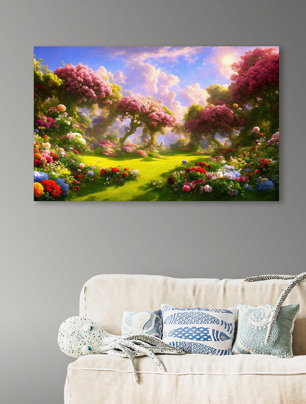 Un paysage avec des arbres et des fleurs Un paysage avec des arbres et des fleurs