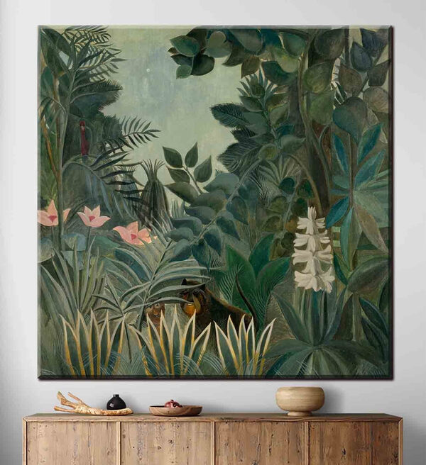 Peinture d'une jungle avec des plantes et des fleurs