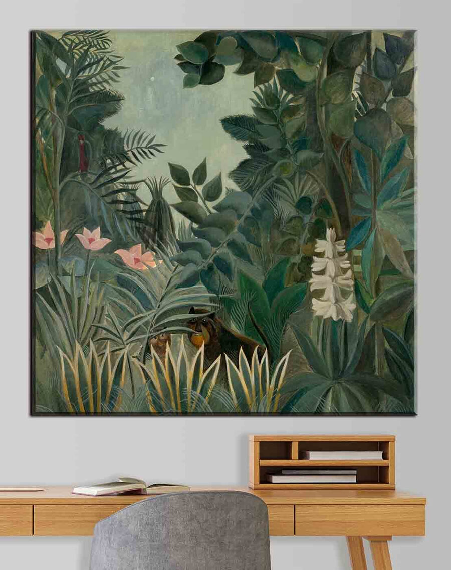 Peinture d'une jungle avec des plantes et des fleurs