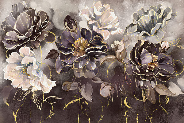 Une peinture de fleurs sur un mur Une peinture de fleurs sur un mur