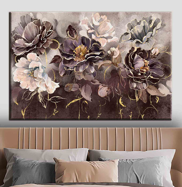 Une peinture de fleurs sur un mur Une peinture de fleurs sur un mur