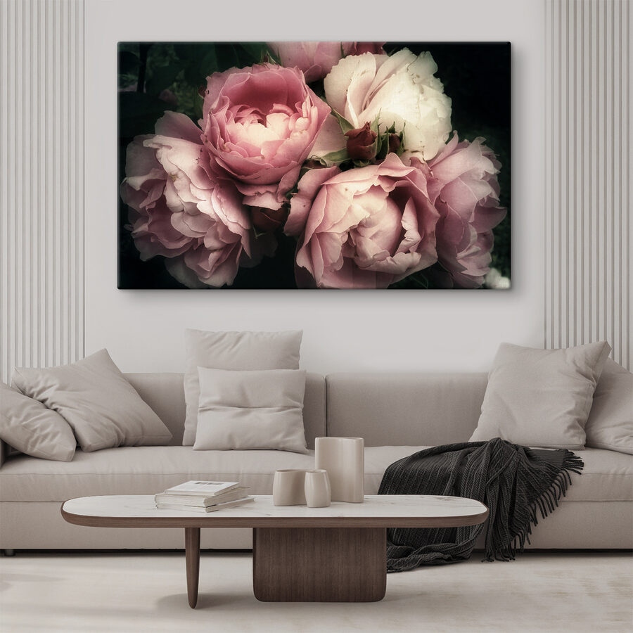 Groupe de roses roses et blanches