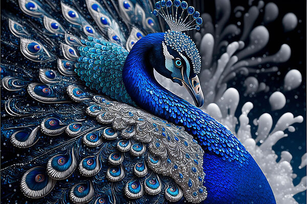 Un paon bleu et argent Un paon bleu et argent