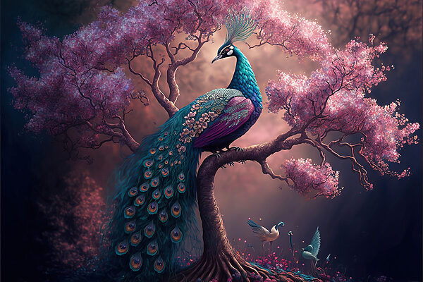 Un paon sur un arbre Un paon sur un arbre
