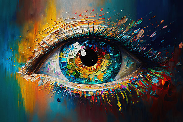Un œil coloré aux multiples couleurs Un œil coloré aux multiples couleurs