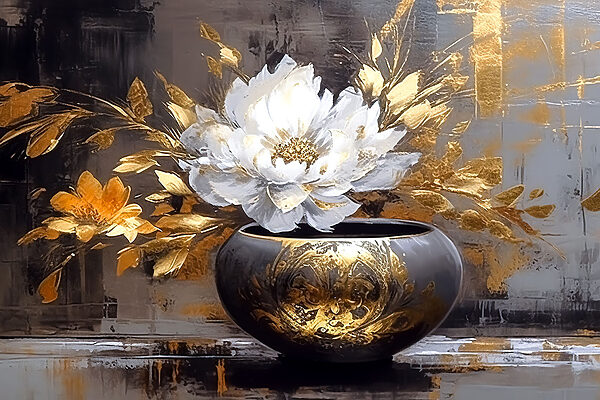 Peinture d'une fleur dans un pot s35388p 600x400 - Peinture d'une fleur dans un pot