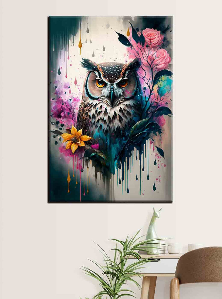 Un hibou avec des fleurs