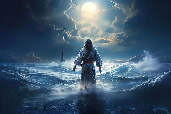 Un homme en robe de chambre debout dans l'eau Un homme en robe de chambre debout dans l'eau