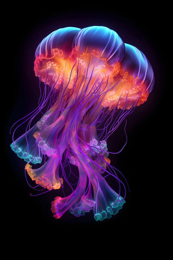 Une méduse colorée avec de nombreux tentacules Une méduse colorée avec de nombreux tentacules