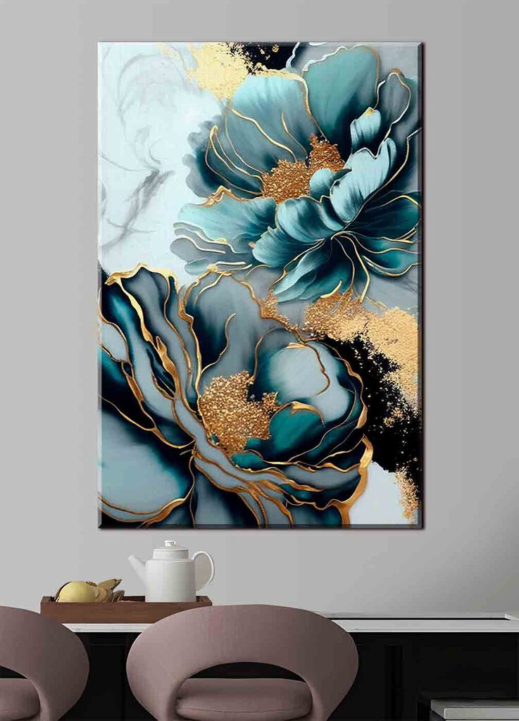 A close up of a painting