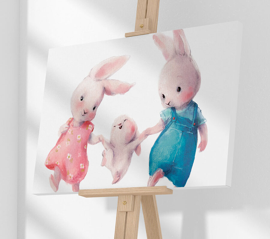 Un groupe de lapins se tenant la main