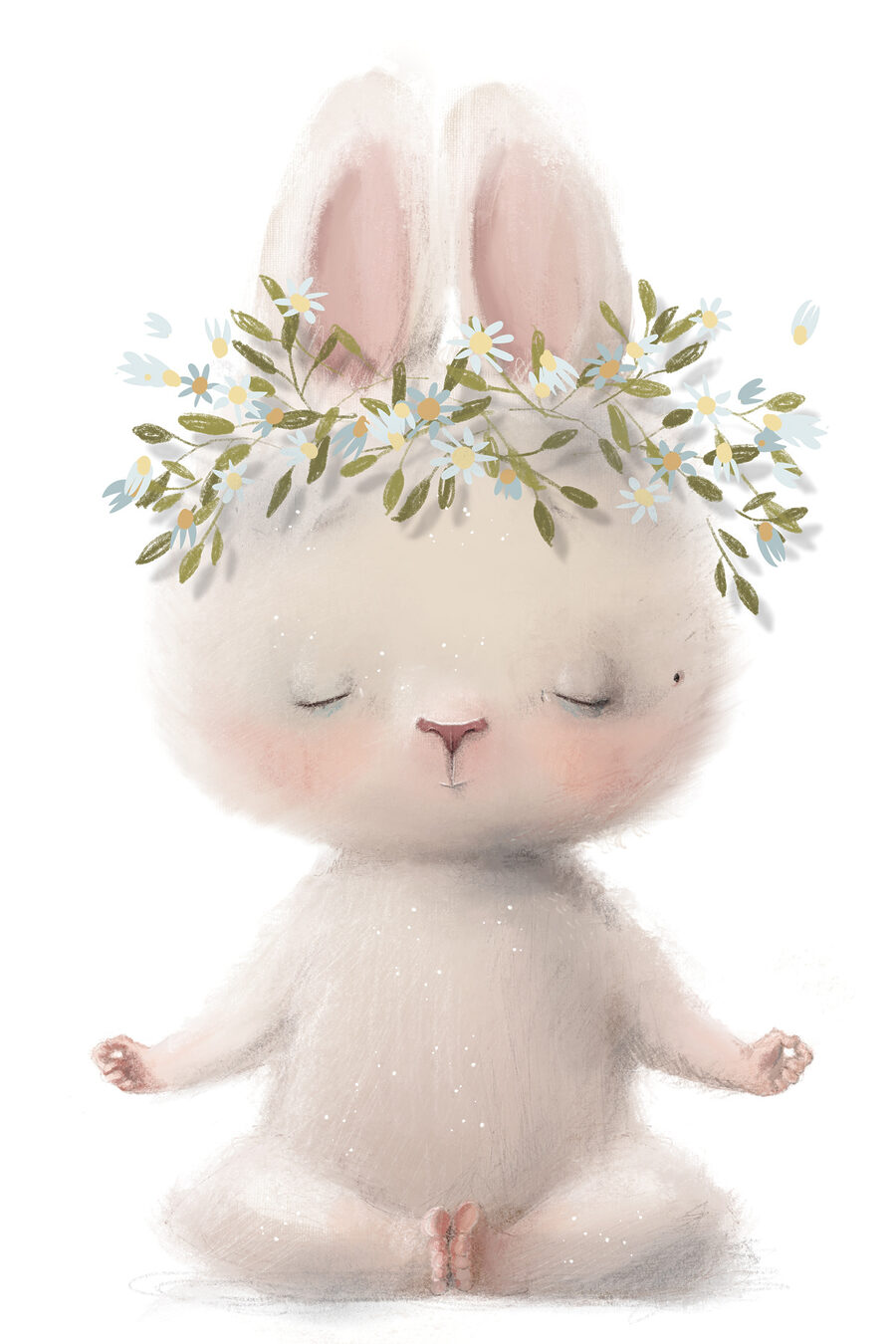 Dessin humoristique d'un lapin avec des fleurs sur la tête Dessin humoristique d'un lapin avec des fleurs sur la tête
