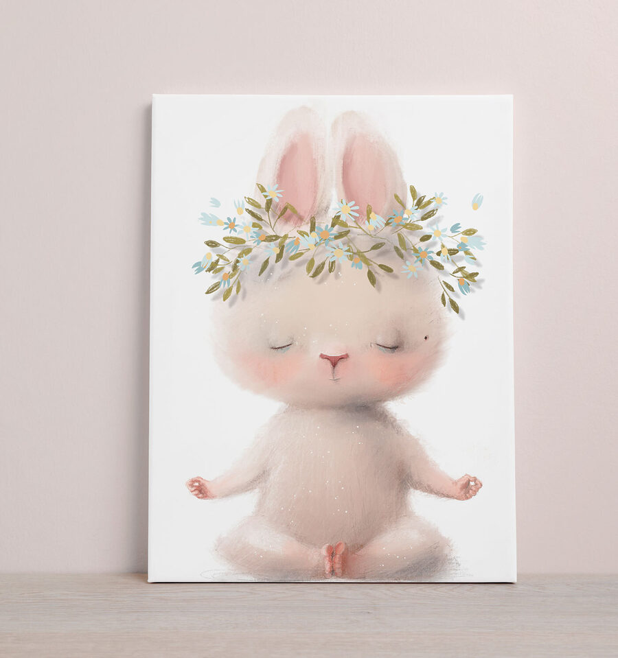 Dessin humoristique d'un lapin avec des fleurs sur la tête Dessin humoristique d'un lapin avec des fleurs sur la tête