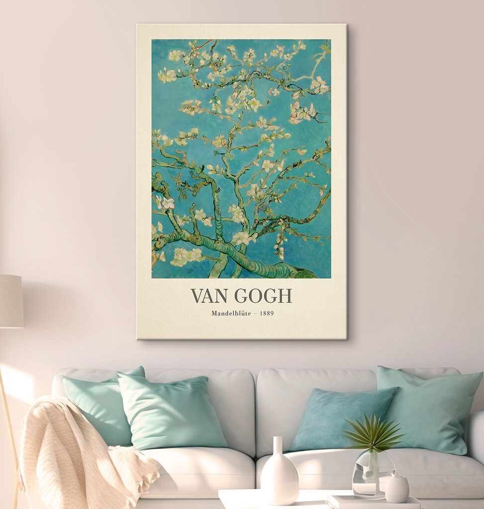 A painting of a tree with white flowers A painting of a tree with white flowers