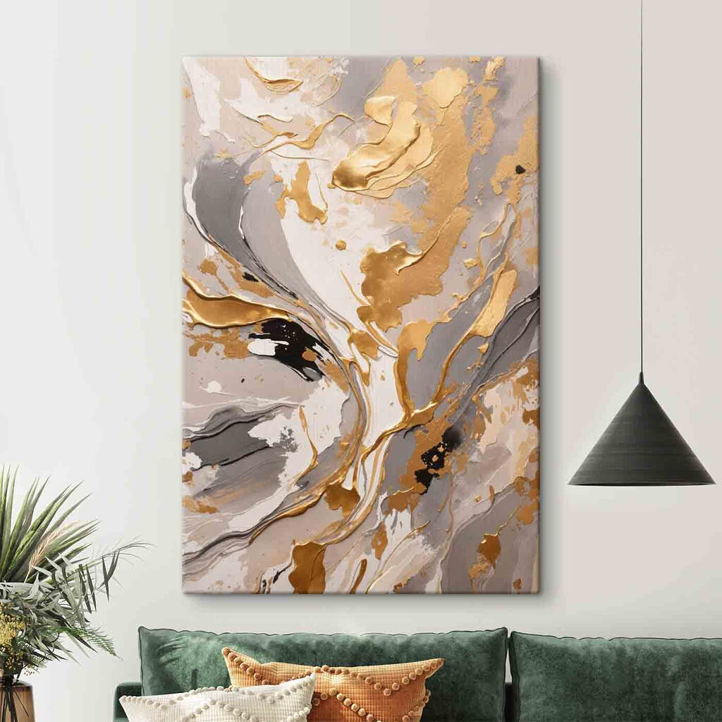 A close up of a painting