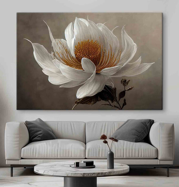 Une fleur blanche avec un centre jaune Une fleur blanche avec un centre jaune