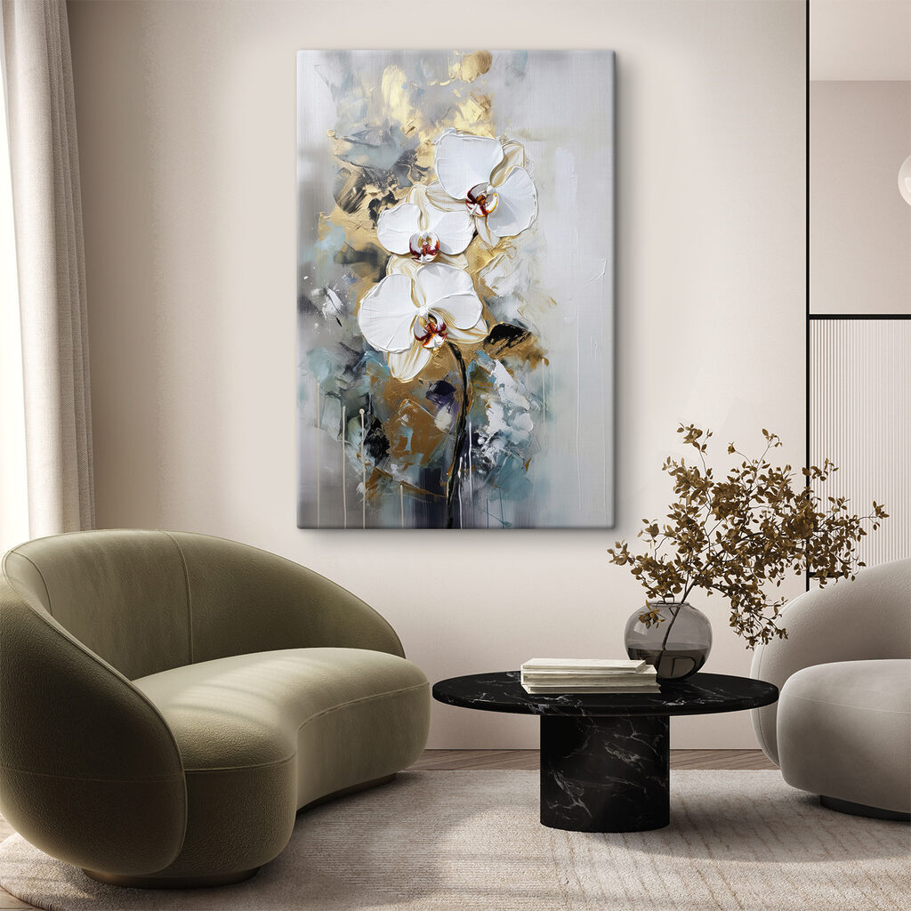 A painting of white flowers A painting of white flowers