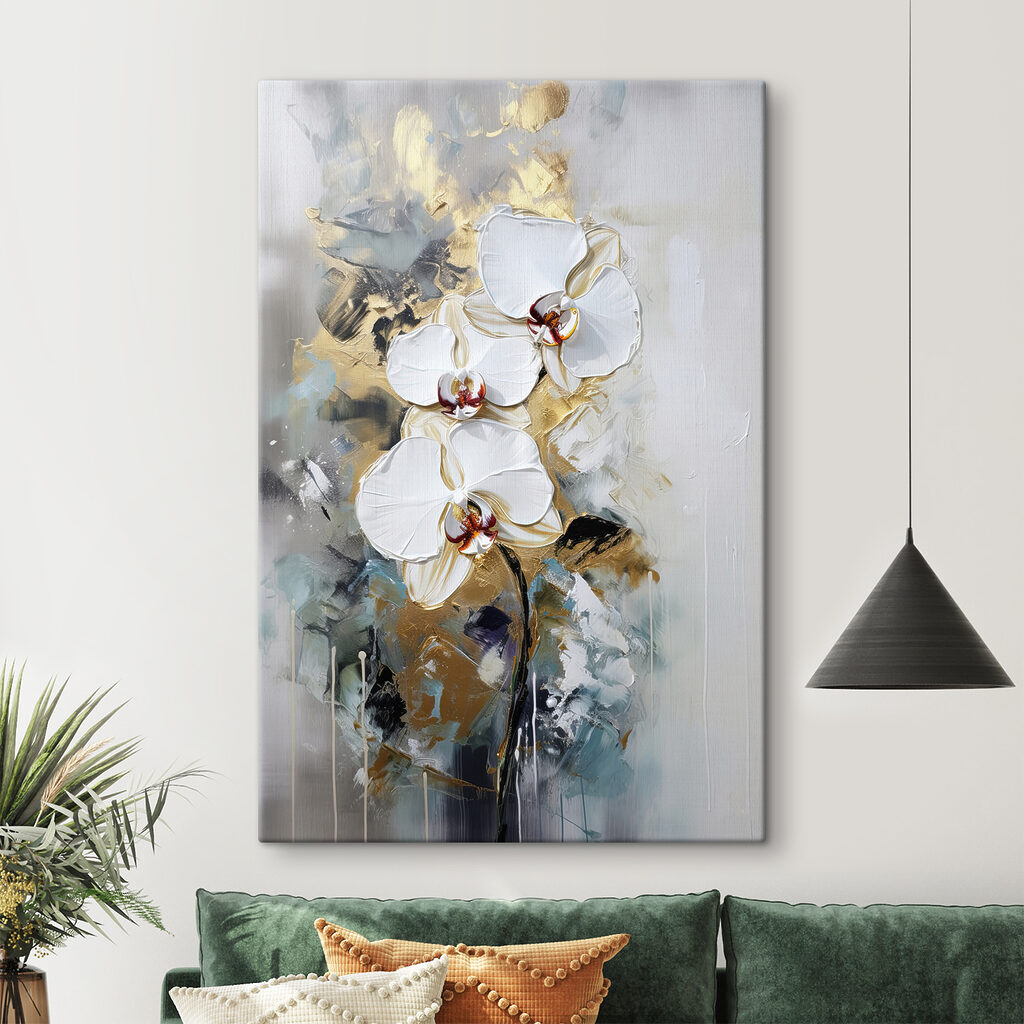 A painting of white flowers A painting of white flowers