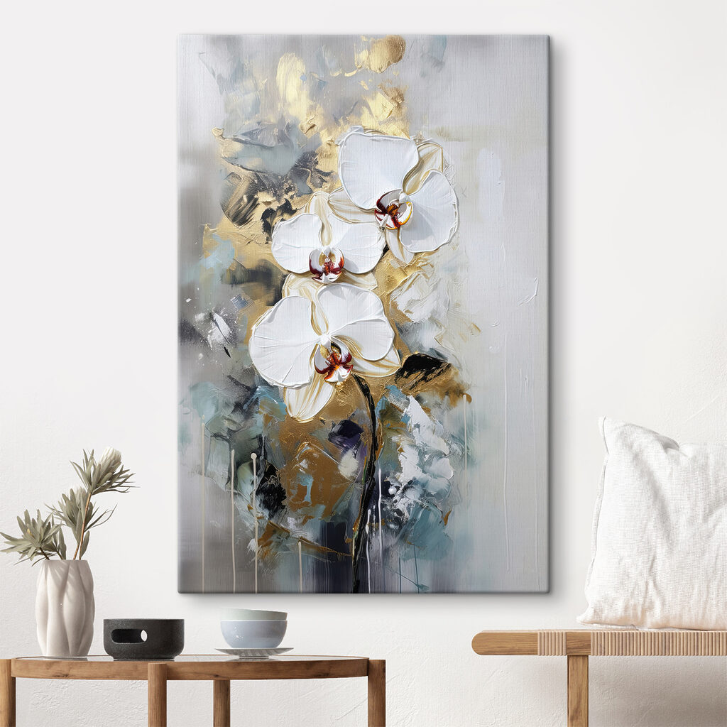 A painting of white flowers A painting of white flowers